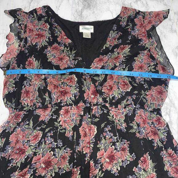 Motherhood Black Red Floral Maxi Dress Stretch Size L Baby Shower Nursing Dress - Picture 5 of 10